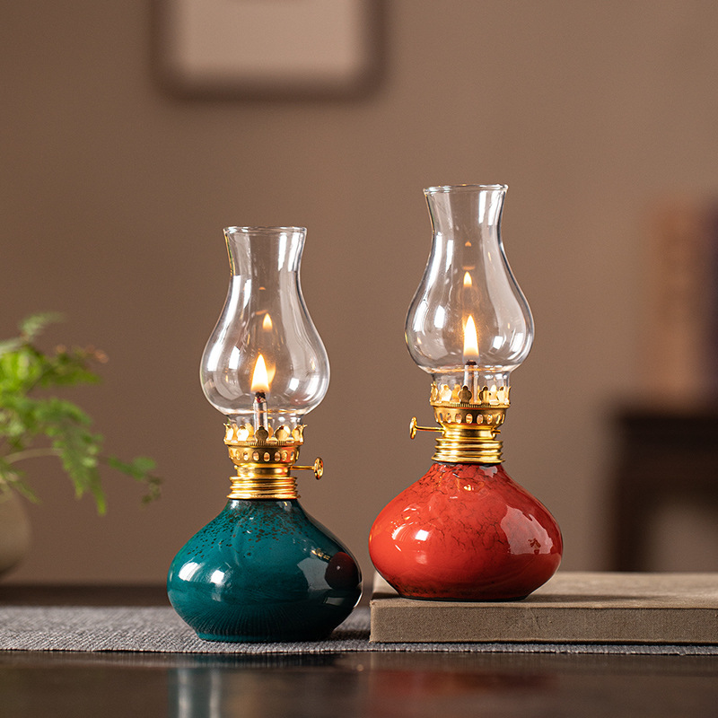 Vintage Lighting Decor - Vintage Ceramic Lotus Oil Lamp -