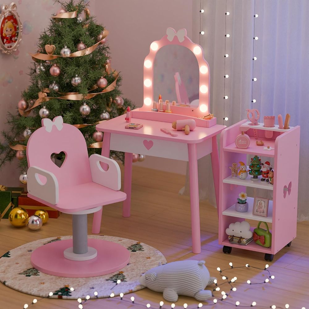 Furniture Lighting & Decor Magazine - Pink Toddler Vanity Set with Light,