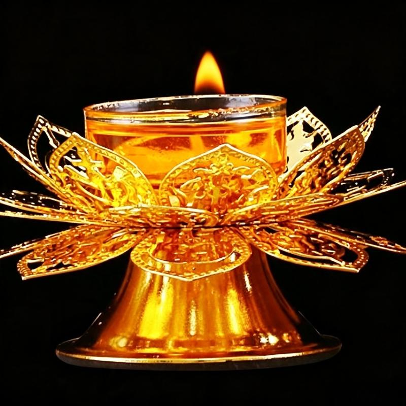 Vintage Lighting Decor - Tea Light Holder Gold Lotus Design