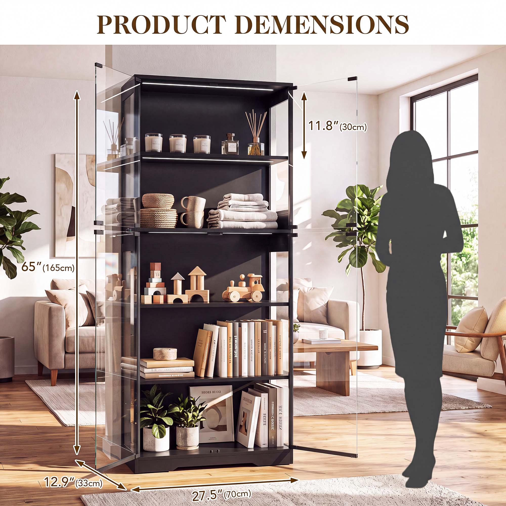 TCGBKAF 5‑Tier Display Cabinet - Lighting Decor Home review and price