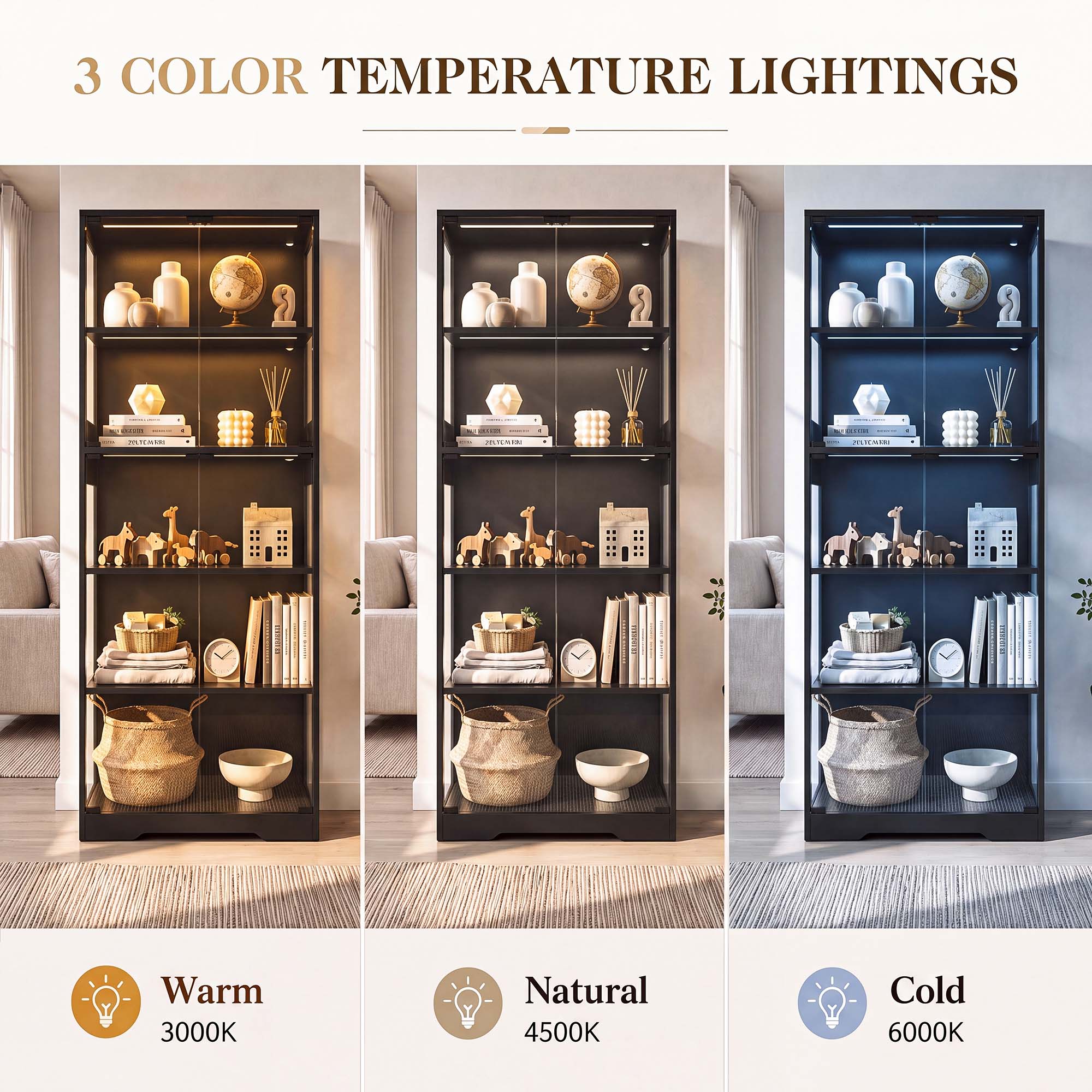 TCGBKAF 5‑Tier Display Cabinet - Lighting Decor Home review and price