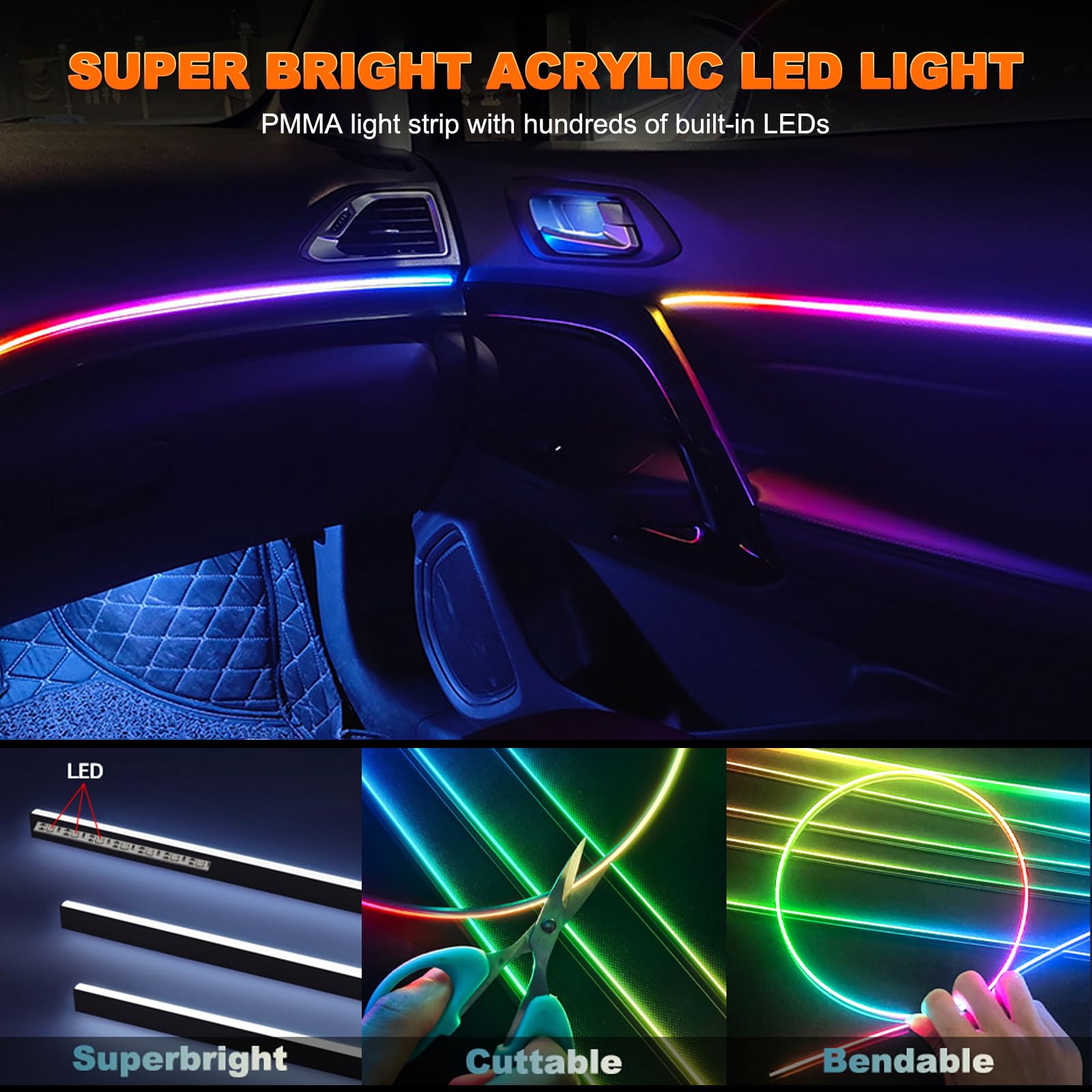 2IN1 Dynamic Neon Car Ambient  - Lighting Bolt Decor review and price