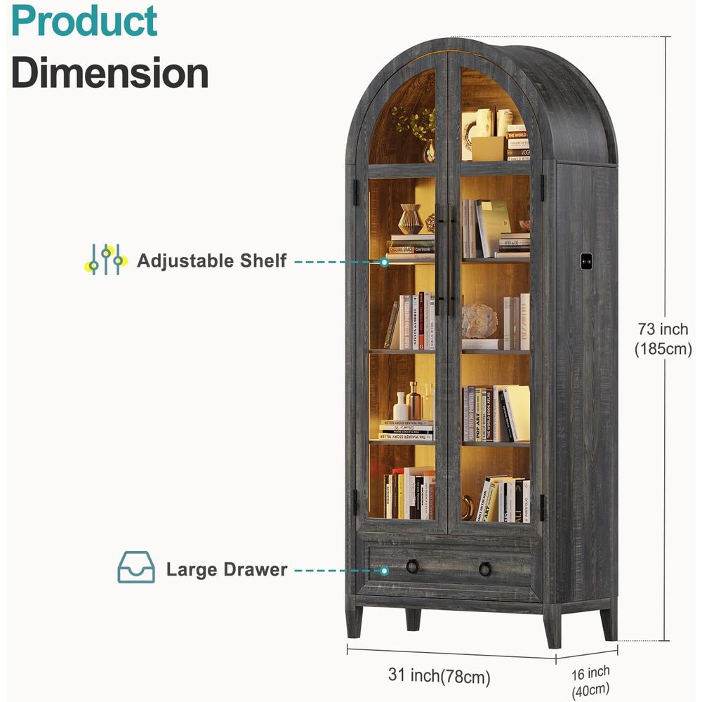 73 Arched Glass Display Cabine - Lighting & Home Decor Studio Photos review and price