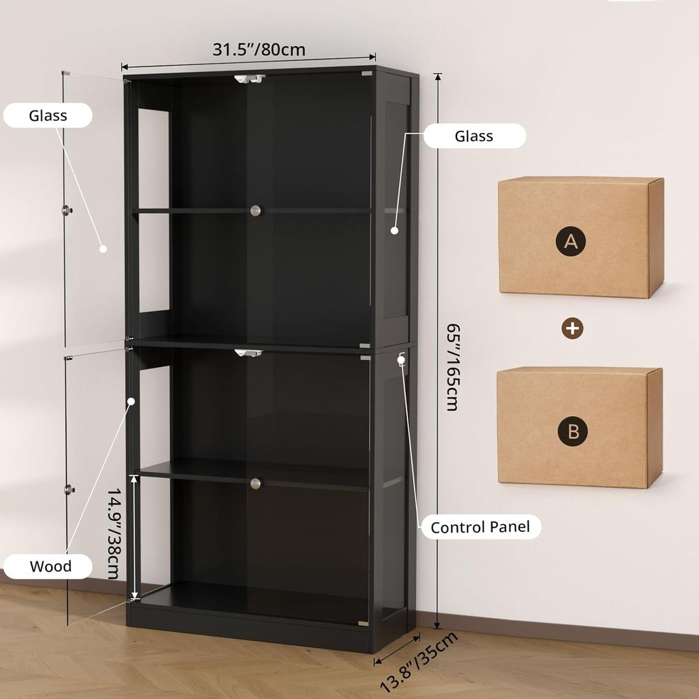 65 Glass Door Display Cabinet, - Lighting & Home Decor Studio Photos review and price