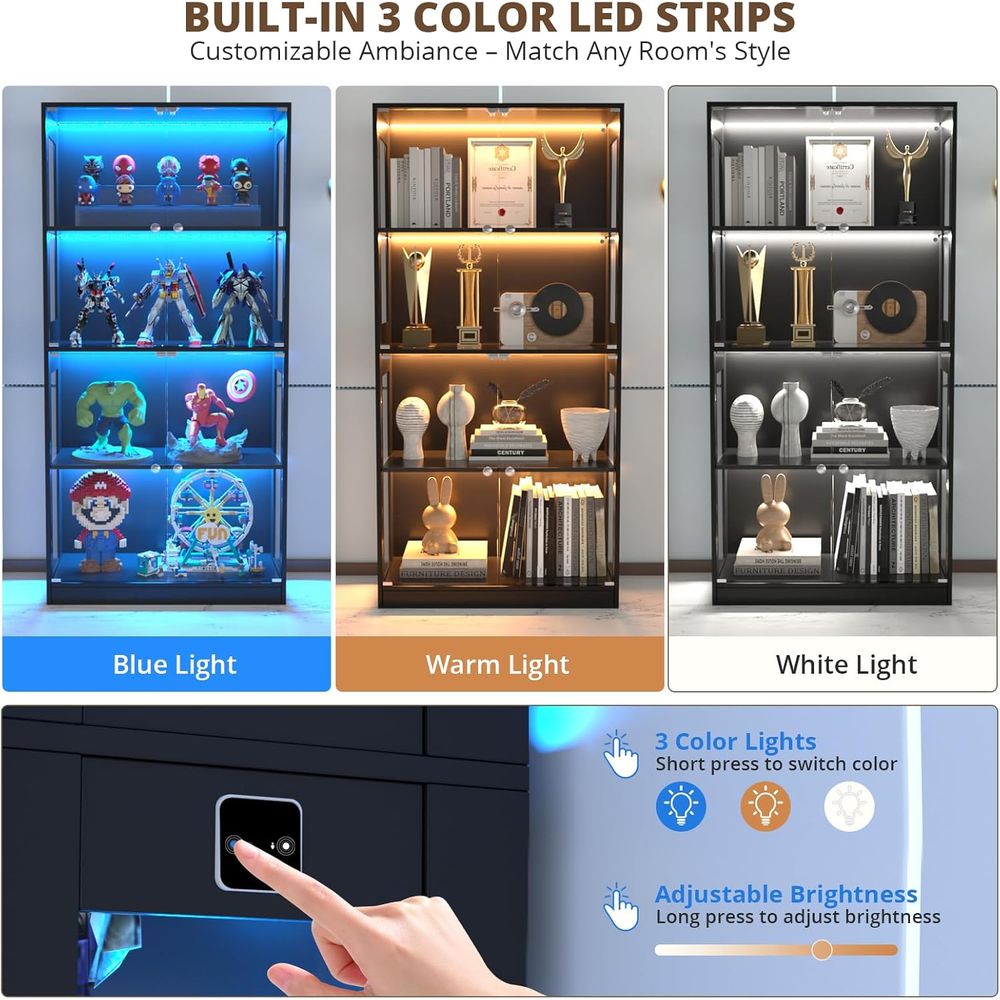 65 Glass Door Display Cabinet, - Lighting & Home Decor Studio Photos review and price