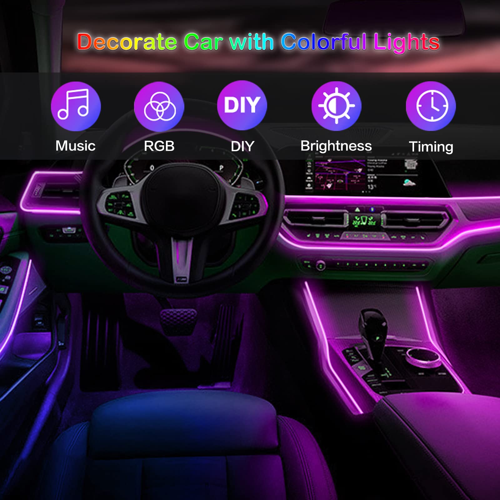 LED Car Interior Ambient Strip - Lighting Bolt Decor review and price