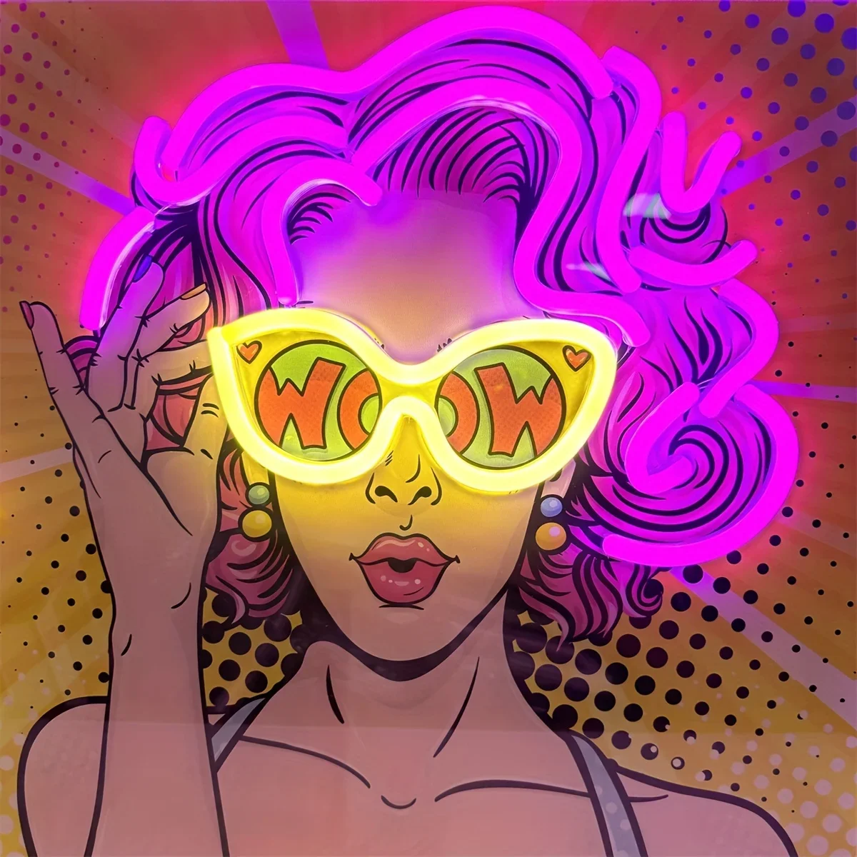 Wow Lady Pop Art LED Neon Sign - Lighting Decor Wow review and price
