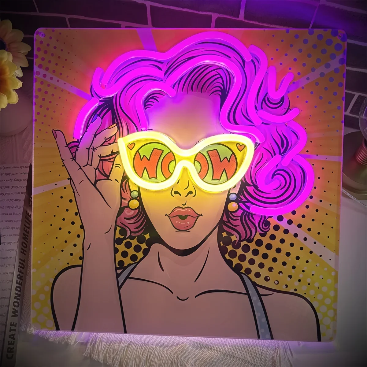 Wow Lady Pop Art LED Neon Sign - Lighting Decor Wow review and price