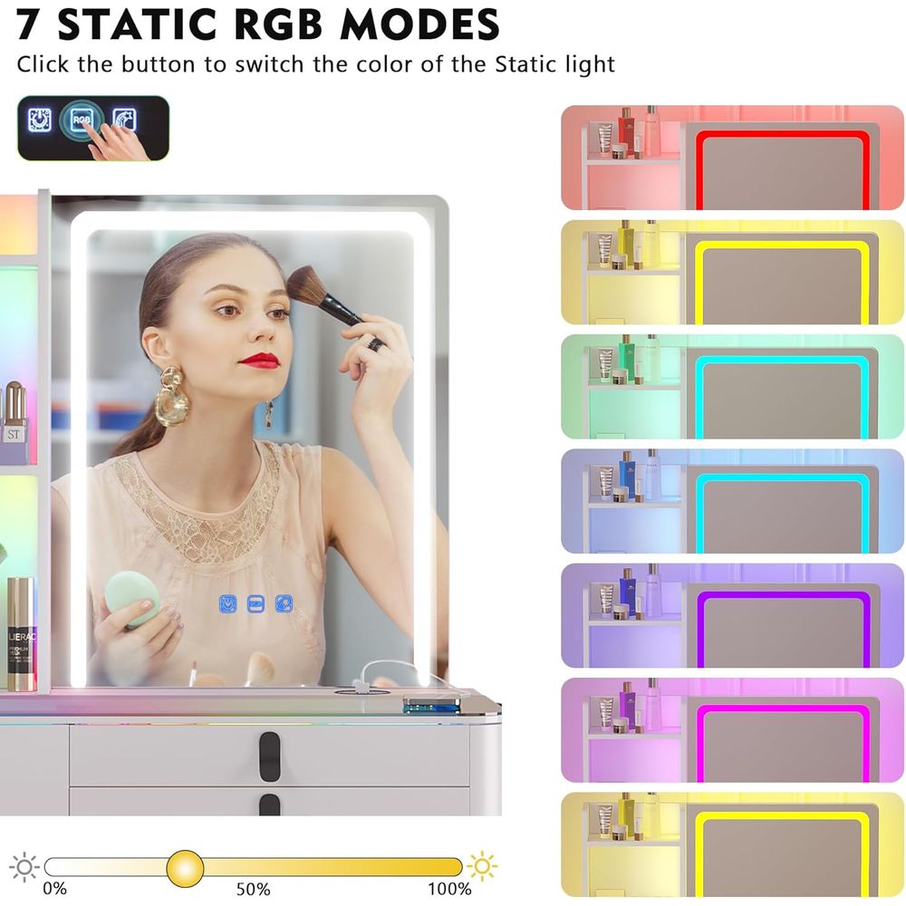 Gurexl RGB Vanity Desk with Wi - Furniture Lighting & Decor Magazine review and price