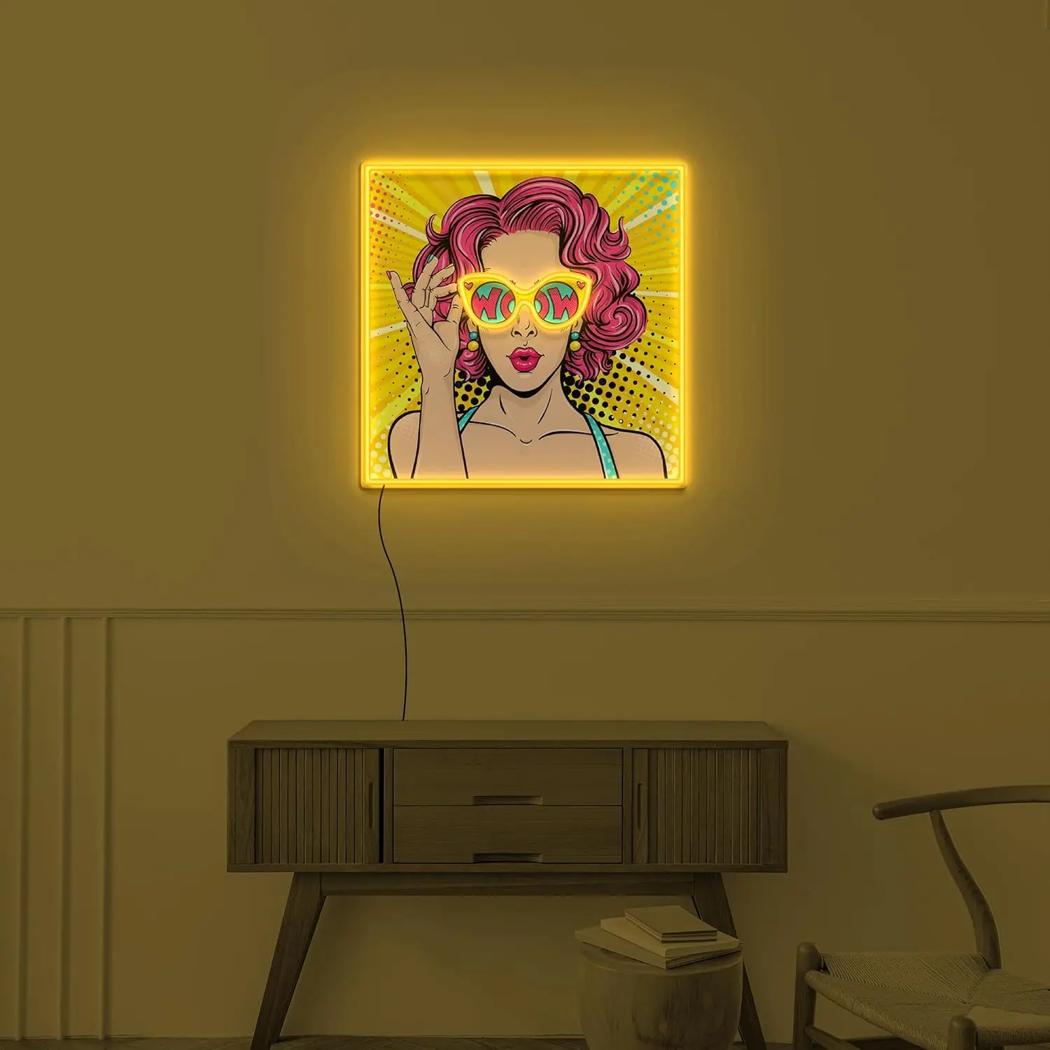 Wow Lady Uv Pop Neon Sign Comi - Lighting Decor Wow review and price
