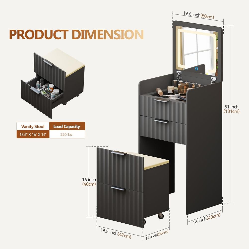 3-in-1 Grey Vanity Desk with M - Furniture Lighting & Decor Magazine review and price
