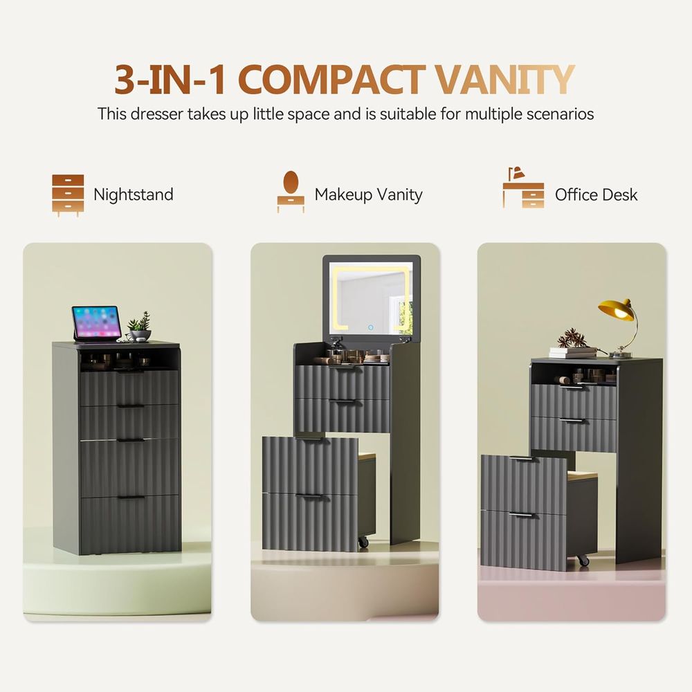 3-in-1 Grey Vanity Desk with M - Furniture Lighting & Decor Magazine review and price