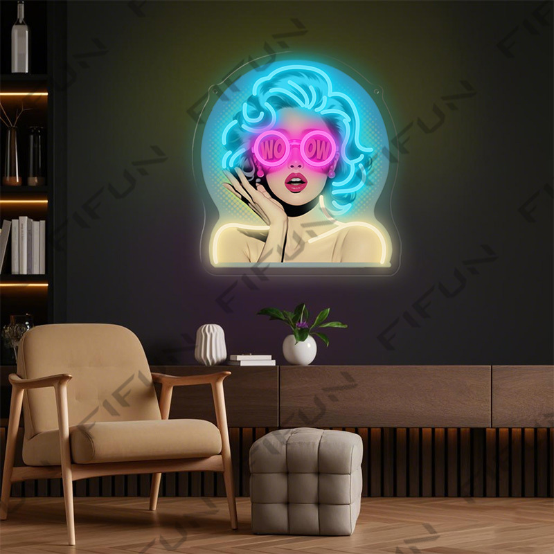 WOW Curl Girl Neon Sign UV Pri - Lighting Decor Wow review and price