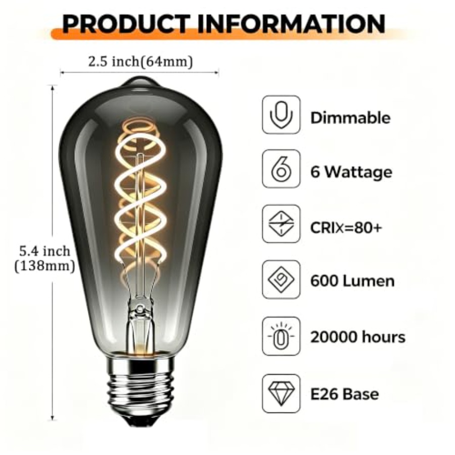 4 Pack ST64 LED Edison Bulbs 6 - Vintage Lighting Decor review and price