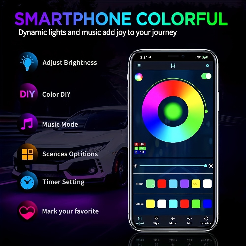 RGB Flexible Car Underglow LED - Lighting Bolt Decor review and price