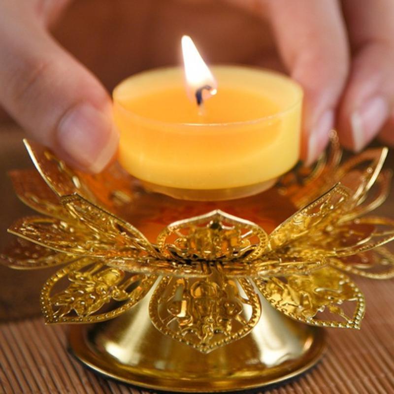 Tea Light Holder Gold Lotus De - Vintage Lighting Decor review and price