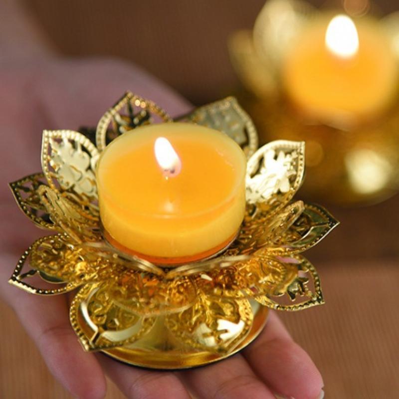 Tea Light Holder Gold Lotus De - Vintage Lighting Decor review and price
