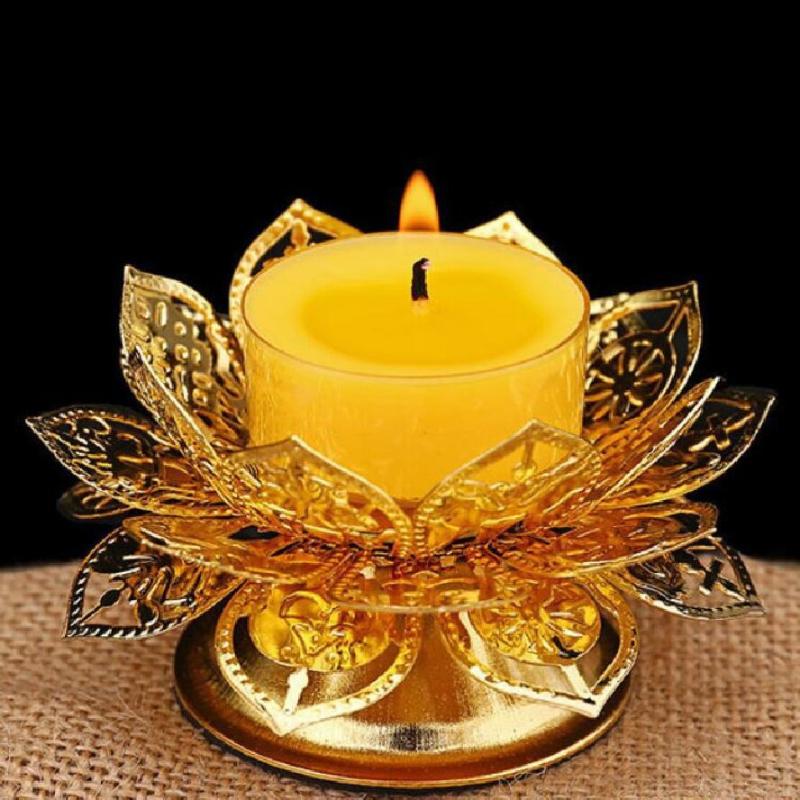 Tea Light Holder Gold Lotus De - Vintage Lighting Decor review and price